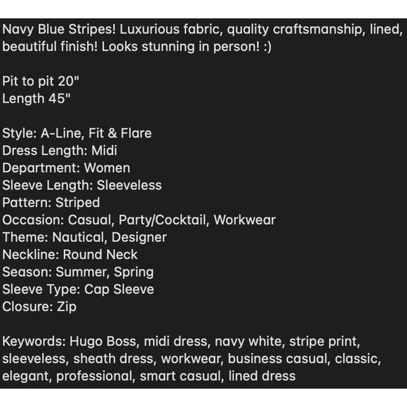 Hugo Boss Womens Midi Dress 10 Wedding Career Quiet Luxury Old Money Church EUC - Picture 9 of 9